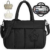 RAINSMORE Laptop Tote Bag for Women 15.6 Inch Lightweight Puffer Work Tote Bag Quilted Travel Bags with Shoulder Strap Large Computer Briefcase Teacher Nurse Bag for Casual Office Travel