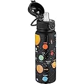 OLDLEY 20 Oz Insulated Stainless Steel Water Bottle For Kids, With Straws Leak-proof, Kids Water Bottles For School Boys Girls,Solar System