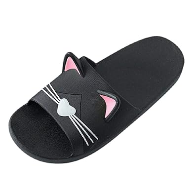 Vacally Men Women Home Indoor Slippers Cute Cartoon Cat Floor Non