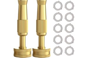 Besiter Garden Hose Nozzle Sprayer, 2 Pack 4" Brass High Pressure Water Hose Nozzle Heavy Duty with 10 Rubber Washers for Hand Watering Plants and Lawn Car Washing Patio and Pet