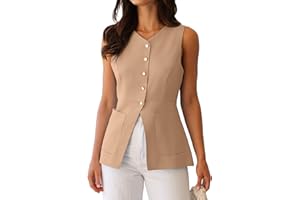BNOOUIL Summer Blazer Suit Vest for Women Business Casual Sleeveless Button Down V Neck Tops Trendy 2025 Waistcoat