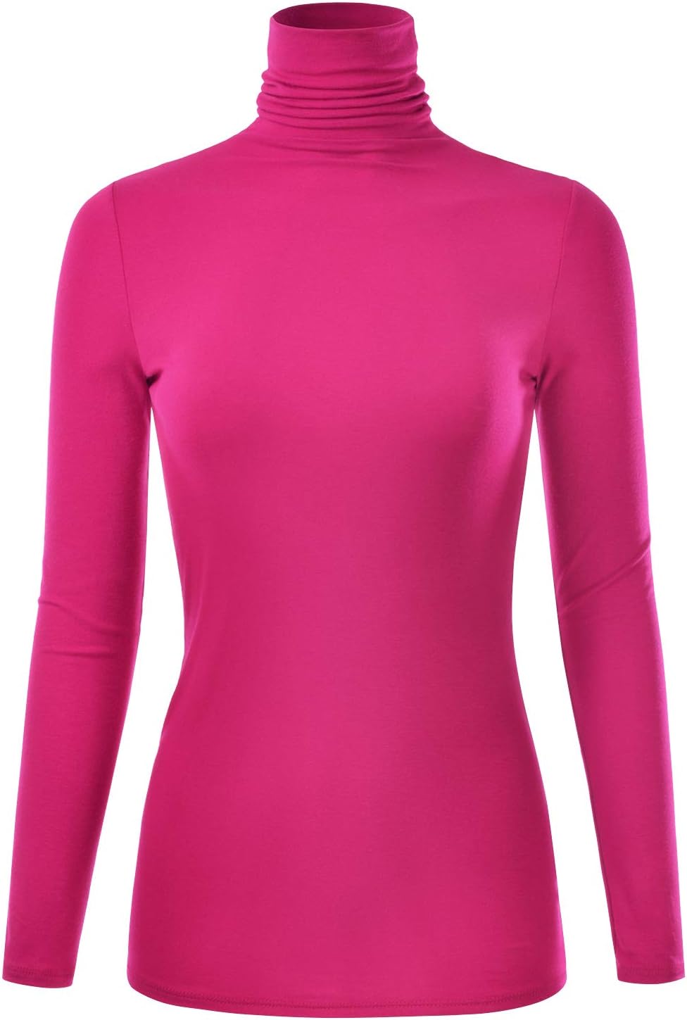 Women's Long Sleeve Turtleneck Lightweight Pullover Slim Shirt Top (S-3XL)