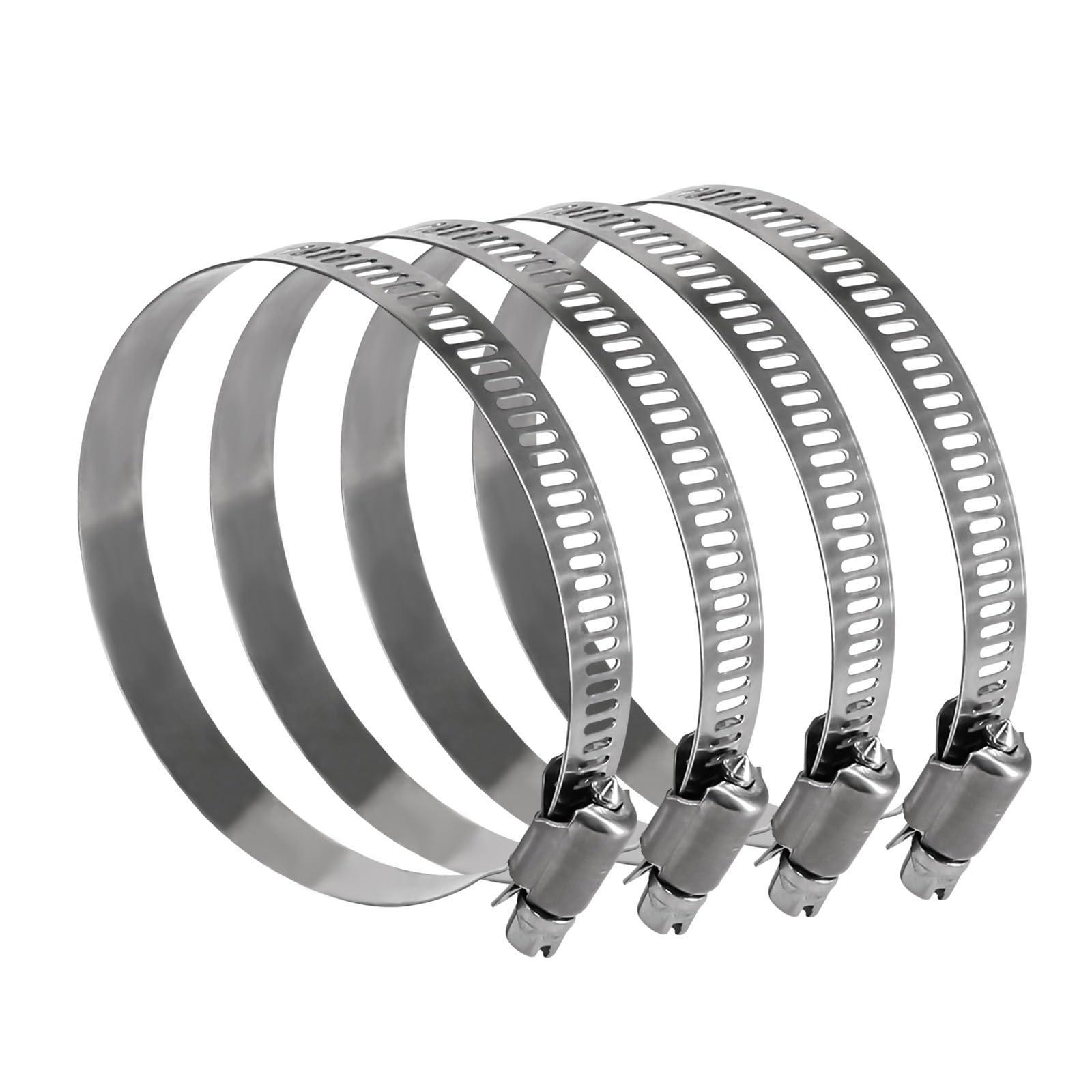 Photo 1 of Horiznext 6.5 inch stainless steel hose clamp, adjustable metal worm gear assortment kit for water pipe (4 pcs)