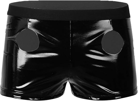 Amazon Feeshow メンズ レザー ショートパンツ メンズ レザー セクシーボクサーブリーフ ボクサーパン カジュアル レギンス ストレッチ 短パン 勝負下着 ショートパンツ 通販