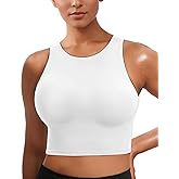 YHOZUM Sports Bras for Women, Supportive Longline High Neck Sports Bra Push Up Workout Built in Bra Crop Tank Tops
