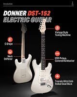 Donner DST-152W White Electric Guitar HSS Coil Split Bundle view 2