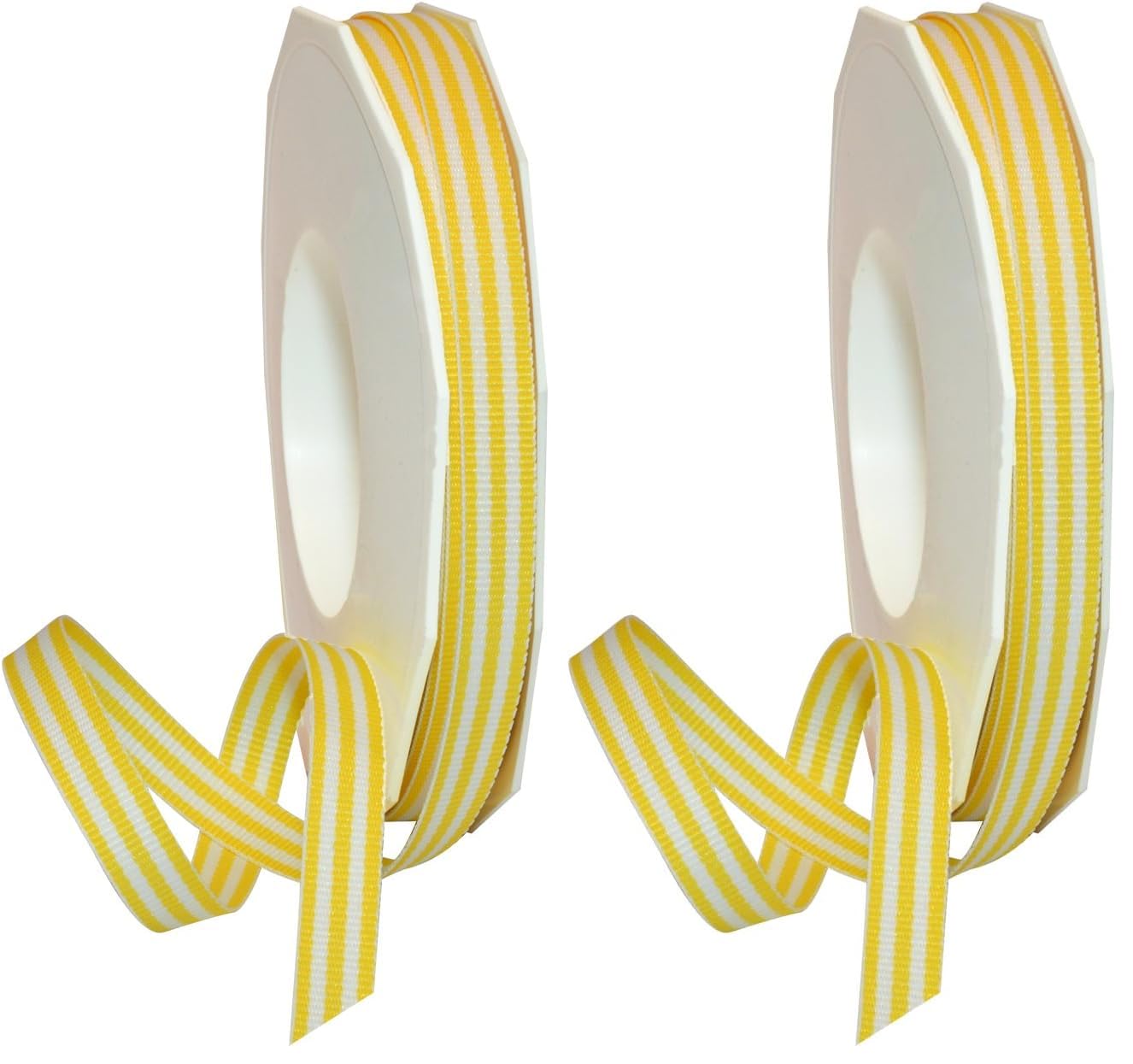 Morex Ribbon Polyester Grosgrain Striped Decorative Ribbon, 20 Yard, Yellow, 3/8 in (Pack of 2)