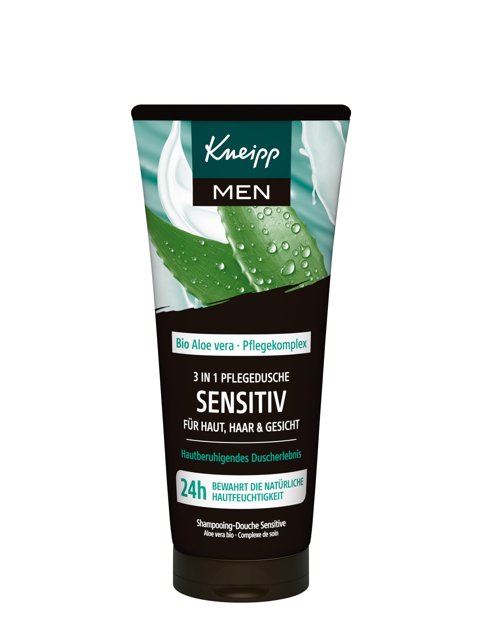 Kneipp MEN 3 in 1 Pflegedusche Sensitiv - Für Haut, Haar & Gesicht - Bio Aloe Vera - Hautberuhigendes Duscherlebnis - 200ml