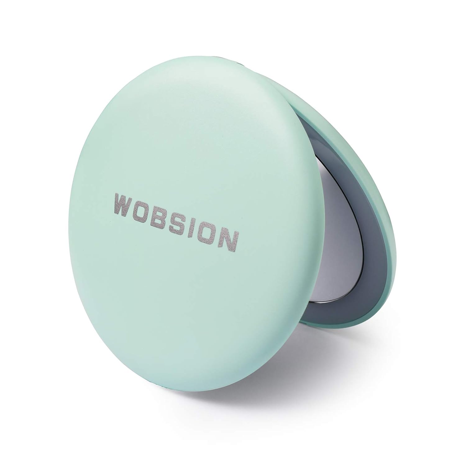 wobsion LED Lighted Travel Makeup Mirror, 1x/10x Magnification Compact Mirror, Portable for Handbag, Purse, Pocket, 3.5 inch Illuminated Folding Mirror, Handheld 2-Sided Mirror, Round, Cyan : Beauty