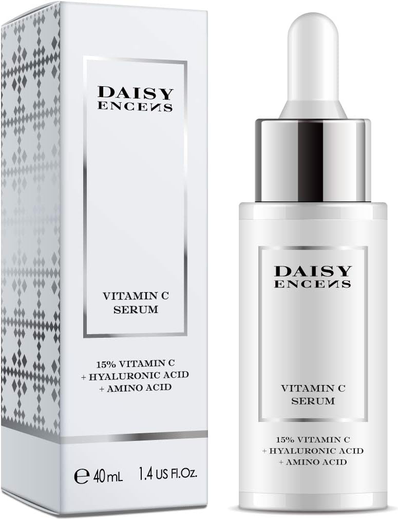 DAISY ENCENS Naturals Vitamin C Serum for Face Topical Facial Serum with Hyaluronic Acid 40ML 1.4 fl oz.