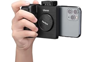 UURIG CapGrip II Smartphone Camera Grip Holder w Remote Control Shutter 1/4" Tripod Mount Phone Clip for iPhone 15 14 13 X Max Pro Samsung Google & Android Phone Selfie Vlog Video Shooting Cold Shoe - CG01