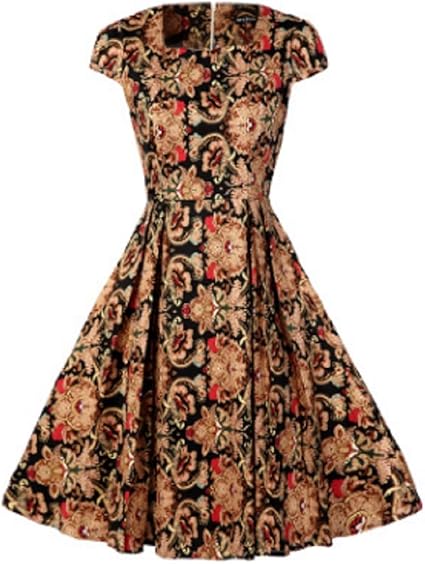 Amazon Milea秦レディースヨーロッパイギリススタイルclassyフローラル柄ピュアコットンカクテルワンピースドレス ワンピース チュニック 通販