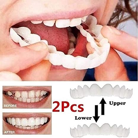 Amazon Com Dsqcai Upper And Lower Teeth Veneers Anti True Braces Snap On Smile Teeth Whitening Denture Teeth Comfortable Veneer Cover Teeth Box Upper And Lower Teeth Home Kitchen