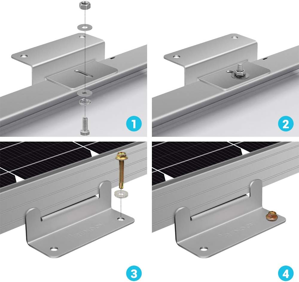 Renogy Solar Panel Mounting Z Bracket Mount Supporting for RV, Roof, Boat, set of 4 Units : Mounting Tapes : Garden & Outdoor