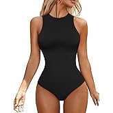 Niipty Women's Tummy Control Shapewear Bodysuit High Neck Seamless Body Shaper Sleeveless Racerback Thong Body Suit Tank