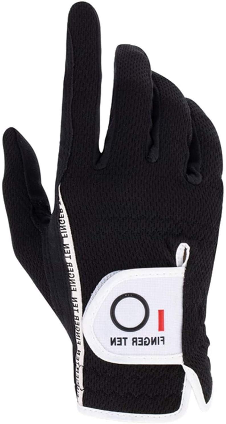 FINGER TEN Golf Gloves Men Left Hand Right Rain Grip Weathersof Value Pack, Mens Golf Glove Wear Resistant Non Slip Flexible Durable (Black, XXL, Right)