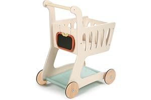 Tender Leaf Toys - Shopping Cart - Wooden Shopping Cart with Extra Storage - Perfect Role Play Toy, Promotes Creativity and Imagination for Boys and Girls - Age 3+