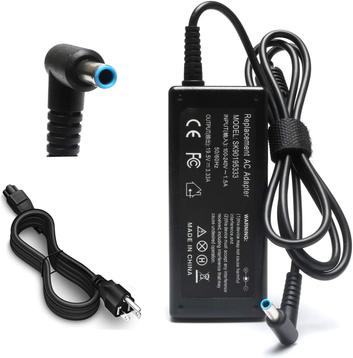 19.5V 3.33A AC Adapter for HP Chromebook Touch 11 14 G3 G4 G5 X360 Series 14-Q010DX 14-Q020NR 11-V010WM 11-V020WM 14-AK013DX 11-V025WM 14-X015WM RTL8723DE 7265NGW 65W HP Laptop Charger