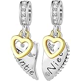 ZakiaHo Matching Heart Love Mother Daughter Son Sister Auntie Niece Sister Charm Star Moon Birthday Charms for Bracelets Dangle Beads Womens Jewelry Comaptible with Pandora Charms Bracelets