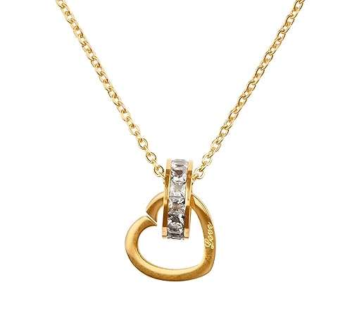 Goldkette Damen Herzkette. Hochwertige Damen Kette mit 18 Karat Goldplattierung. Kettenlänge 40+5cm (extra). Designed in Deut