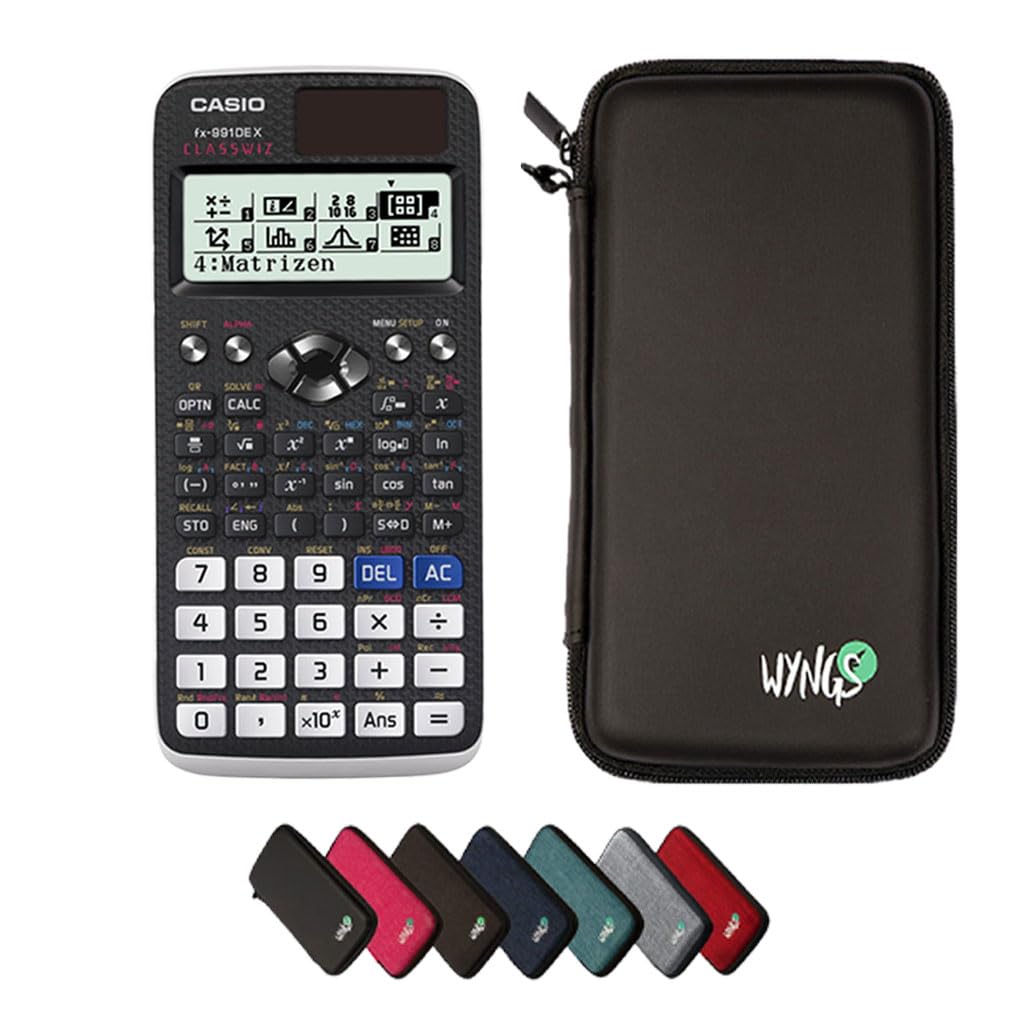 Casio fx-991DE X including a WYNGS protective case in Black - Basic Set (German)