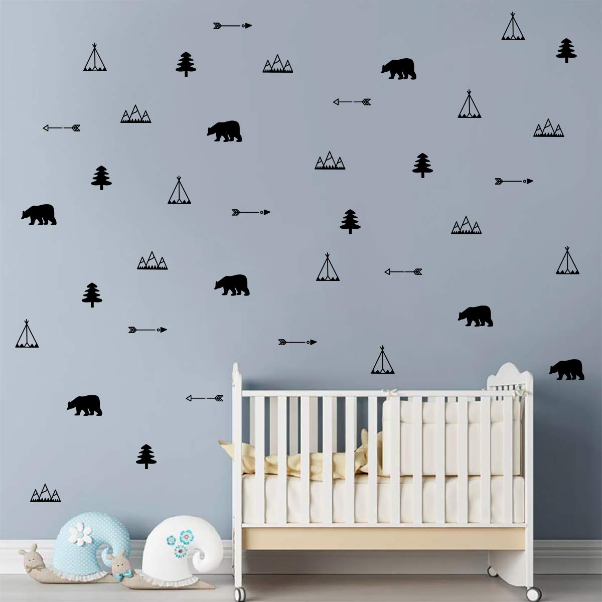 ufengke Nordic Woodland Animals Wall Stickers Bears Tree Wall Decals Nursery Wall Art Decor for Kids Bedroom Living Room