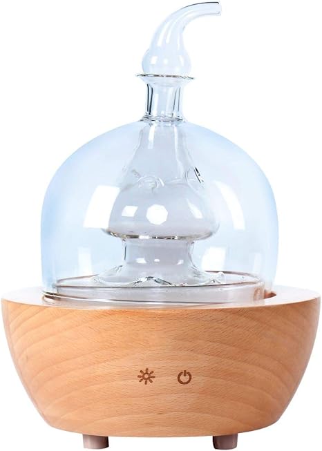 Amazon Com Ecogecko Aroma Essential Oil Diffuser Made From Wood And Hand Blown Glass For Aromatherapy Nerbulizer Pure Essential Oils With Touch Button Timer And 7 Color Led Lights Home Kitchen