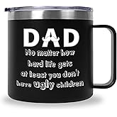 Fanunny Best Dad Ever Gift, Father's Day Tumbler for Men Husband Uncle, Birthday Gifts for Dad from Son Daughter Dad- 12 OZ Stainless Steel Insulated Coffee MugTumbler Cup with Lid