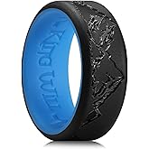 King Will Silicone Rings For Men, Rubber Wedding Bands with Unique Mountain Peak Design Multiple Colors, 8mm Wide 2.2mm Thick, Comfort Fit Size 7-13
