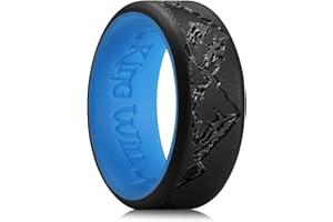 King Will Silicone Rings For Men, Rubber Wedding Bands with Unique Mountain Peak Design Multiple Colors, 8mm Wide 2.2mm Thick, Comfort Fit Size 7-13
