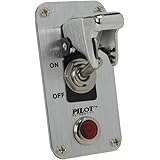 Pilot Automotive PL-SW52CR Performance Chrome Safety Cover Toggle Switch with Red Indicator Light