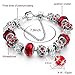 Long Way Blue Beads Carved Bracelet Sliver Plated Snake Chain Charm Strand Bracelet For Women&Men (Red)