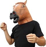 CreepyParty Realistic Horse Animal Head Latex Mask Halloween Carnival Costume view 2