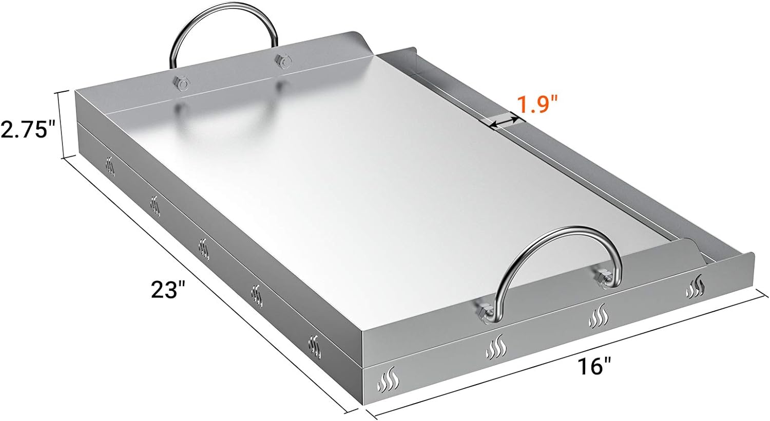 only fire Universal Stainless Steel Rectangular Griddle for Gas BBQ Grills, 23" x 16" : Garden & Outdoor