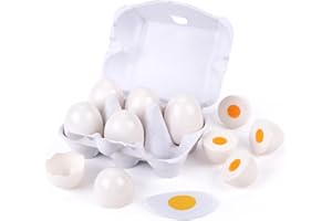 MCPINKY 6PCS Egg Carton Kitchen Toys, White Fake Eggs Children Play Game Food Toy for Kids Early Development Learning