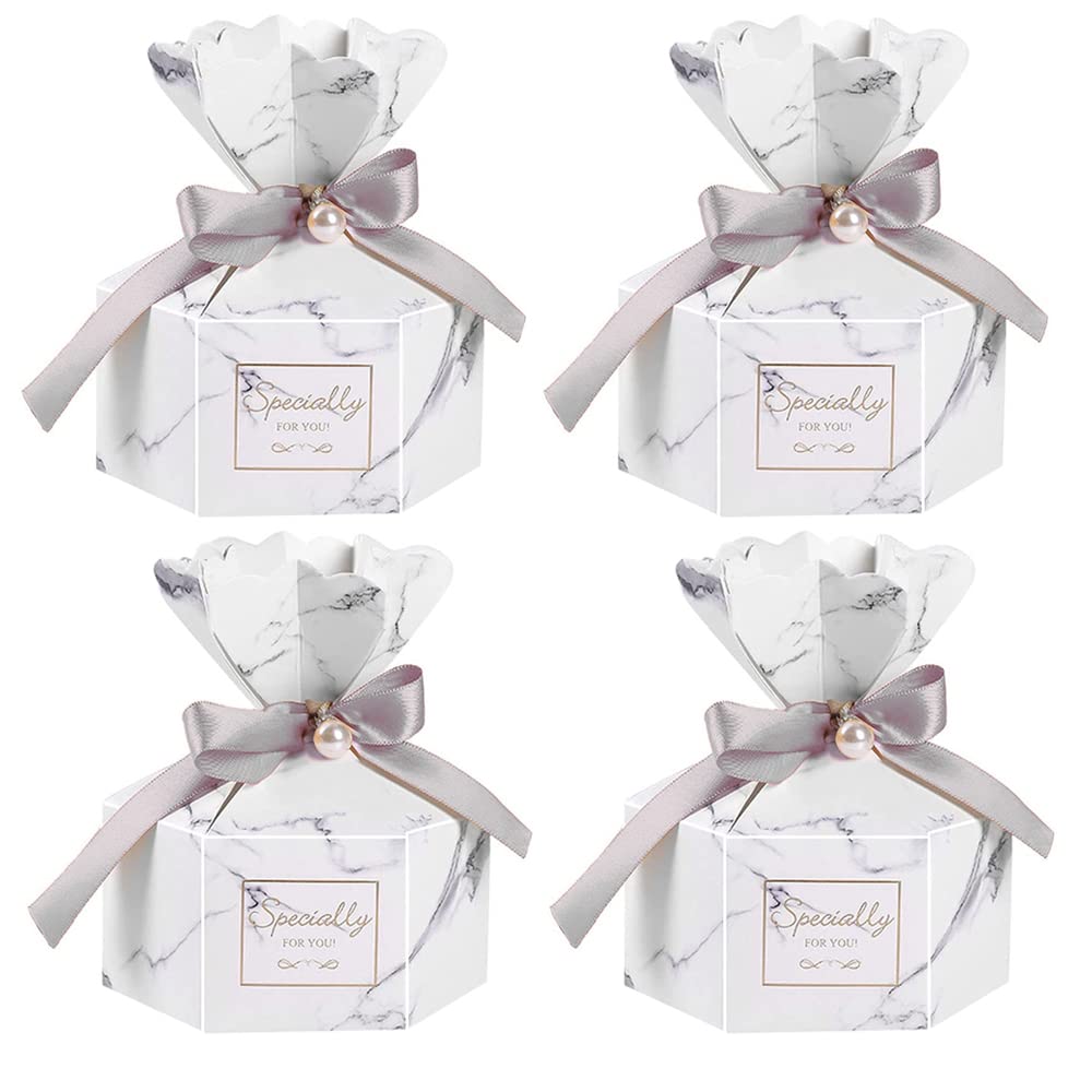 50 Pieces Wedding Gift Box, Wedding Favour Boxes, Small Gift Boxes, Butterfly Candy Box, Candy Box for Wedding, Birthdays Favours Boxes, Treat Boxes with Ribbons, for Cookies, Chocolate,