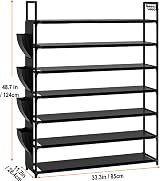 OYREL 7 Tier Shoe Rack 28-35 Pairs Large Organizer Black with Side Bag view 3