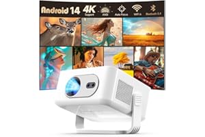 2025 Android 14 Smart Projector 4K & 8K Support, Portable Projector with WiFi 6 and Bluetooth 5.4, Auto Focus & Vertical Keys