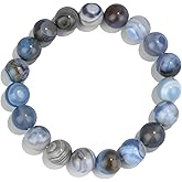 ZILENIU Blue Lace Agate Bracelet, 10mm Natural Crystal Beads Stretch Bracelet, Energy Healing Stone Beaded Bracelets for Women