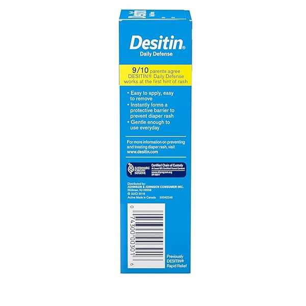 DESITIN DAILY DEFENSE BABY DIAPER RASH CREAM WITH ZINC OXIDE TO TREAT, RELIEVE & PREVENT DIAPER RASH, HYPOALLERGENIC, DYE-, PHTHALATE- & PARABEN-FREE, 4 OZ