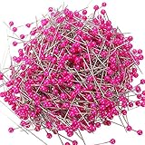 KINGSO 800pcs Round Pearl Head Dressmaking Pins Weddings Corsage Florists Sewing Pin Rose Red