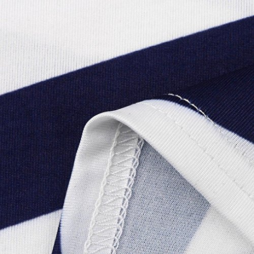 Nikuya Women's Casual Mini Dresses Working Dresses Pencil Stripe Party Dress White Evening Dresses (Blue, S)
