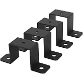 Wdwlbsm 4Pcs Black Strap Heavy Duty Wood Deck Fence Tie for 1.5"x1.5" Post U-Shaped Pipe Clamp Bracket Gazebo Mounting Brackets