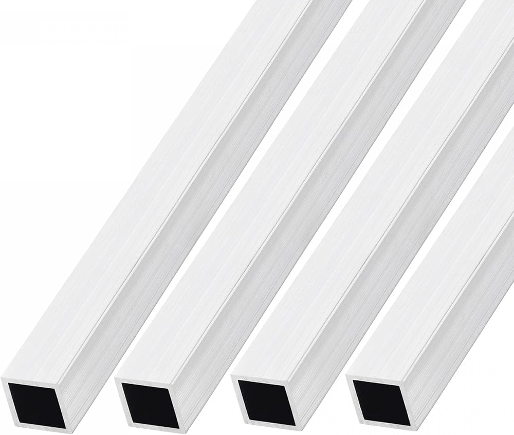 sourcing map 4pcs 15mm Sq Aluminum Tube 1.5mm Wall 200mm 6063 Tubing DIY Crafts