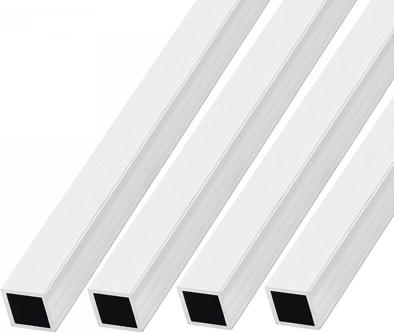 sourcing map 4pcs 15mm Sq Aluminum Tube 1.5mm Wall 200mm 6063 Tubing DIY Crafts