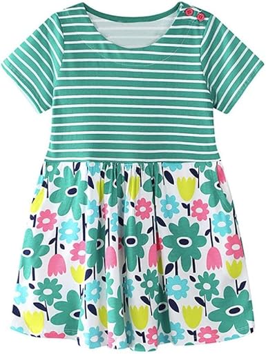 Amazon.com: Venta caliente, vestido para bebés y niñas, mezcla de algodón, manga corta, patrón floral, vestido de ropa: Clothing