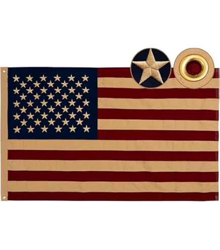 Amazon.com : Vintage USA Flag - 3x5ft Tea Stained Embroidered Flag