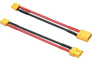 MAIXBOMR 1Pair Short XT30 to XT60 Male & Female Connector Adaptor Plug with 10cm 16AWG Silicone Wire for LiPo Battery Micro FPV Drone