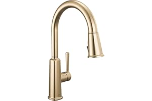 Delta Finnridge Brushed Gold Kitchen Faucet with Pull Down Sprayer, High Pressure ProClean Spray Modern Single Hole Kitchen Sink Faucet, Champagne Bronze 19730LF-CZ