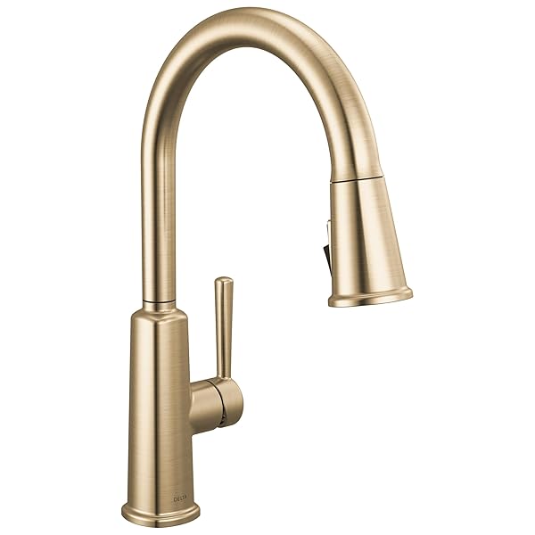 DELTA FINNRIDGE BRUSHED GOLD KITCHEN FAUCET WITH PULL...